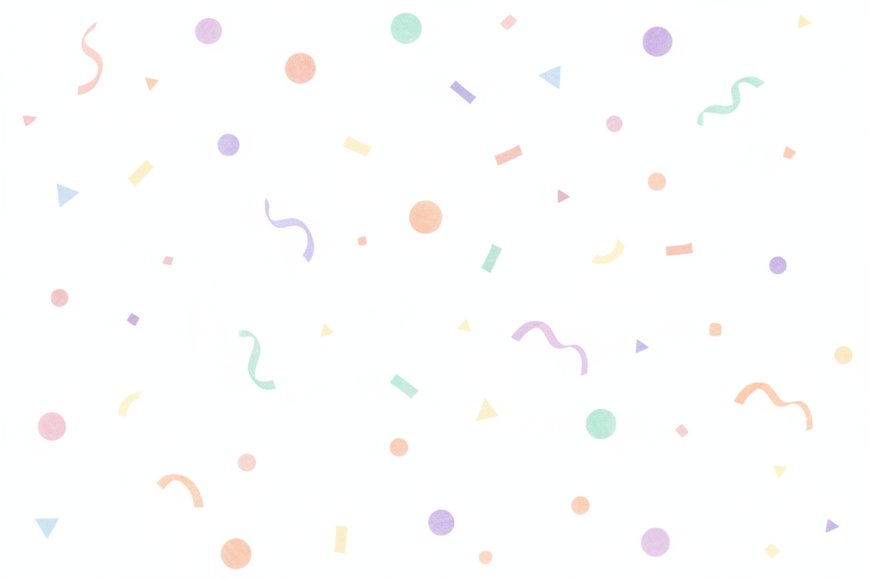 pastel confetti illustrations on a white background